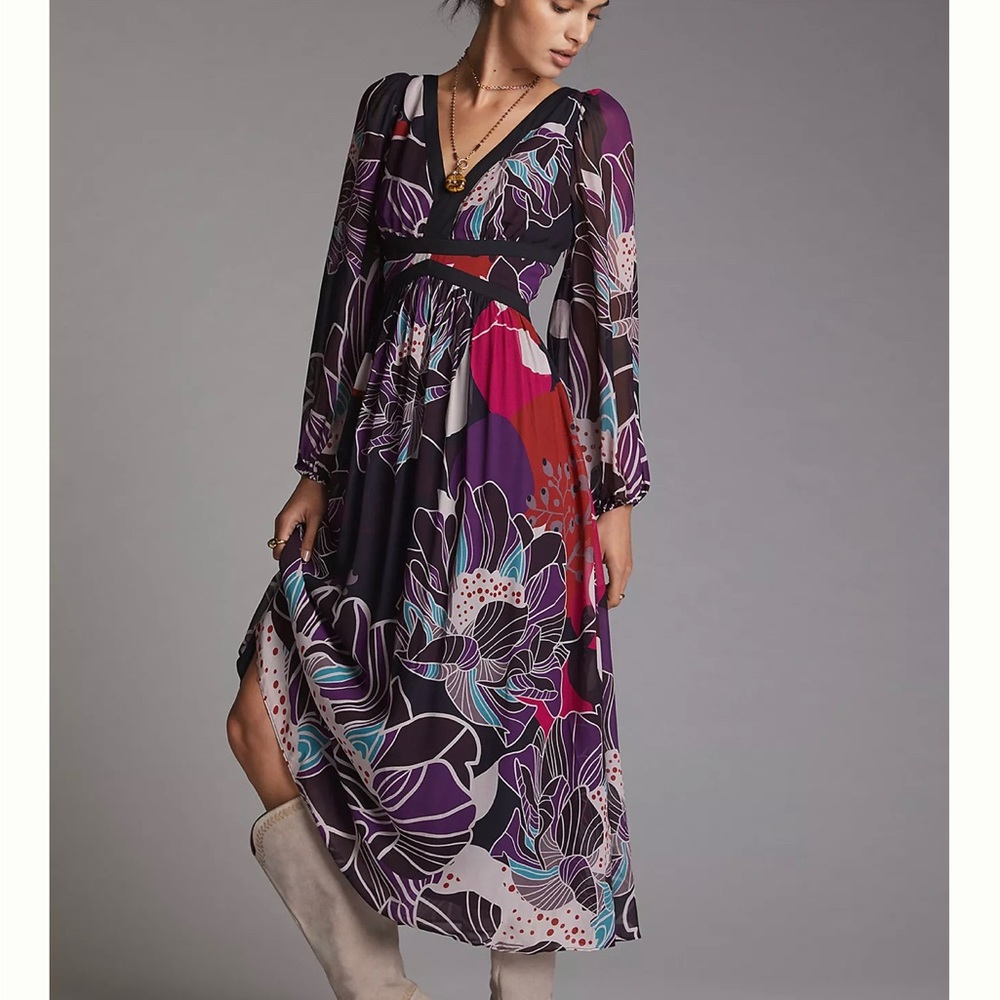 Anthropologie Let Me Be Floral Midi Dress
